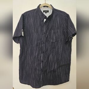 Eighty Eight Men's Short Sleeves Blue stripes white Button Down Size XL